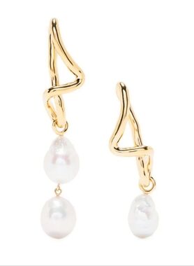 Missoma Molten baroque-pearl drop earrings 18k Goldplated Brass New